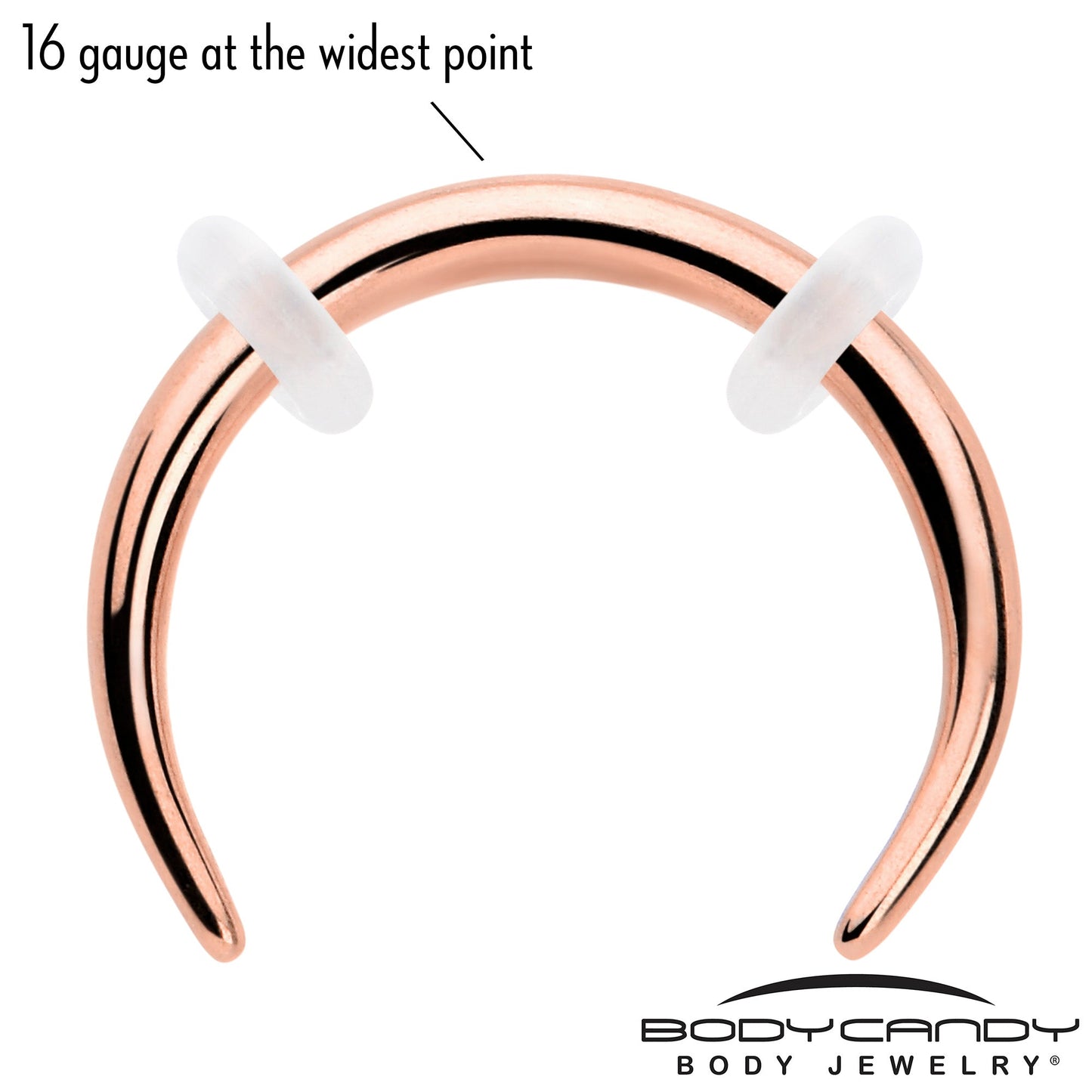 16G 5/16 Rose Gold Tone Pincher Crescent Taper