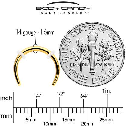 14G 3/8 Gold Tone Pincher Crescent Taper