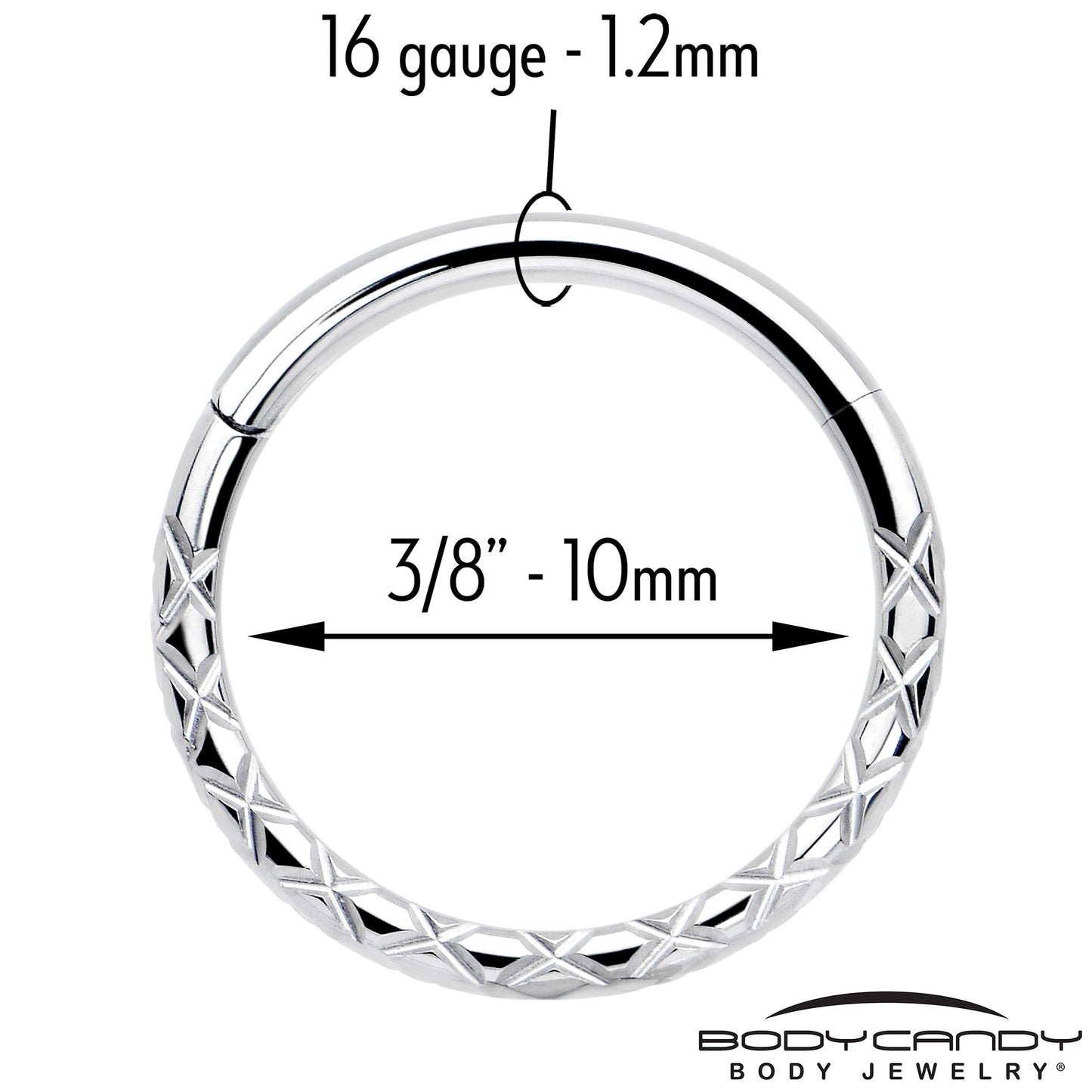 16G 3/8 Implant Grade Titanium Snakeskin Style Hinged Segment Ring