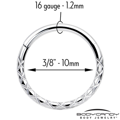 16G 3/8 Implant Grade Titanium Snakeskin Style Hinged Segment Ring