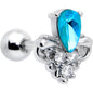 16G 1/4 Blue Gem Style Simplicity Cartilage Tragus Earring