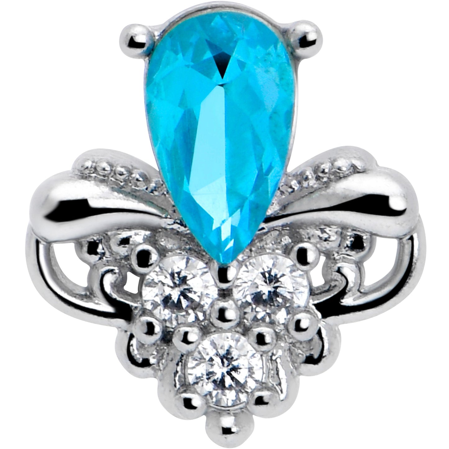 16G 1/4 Blue Gem Style Simplicity Cartilage Tragus Earring