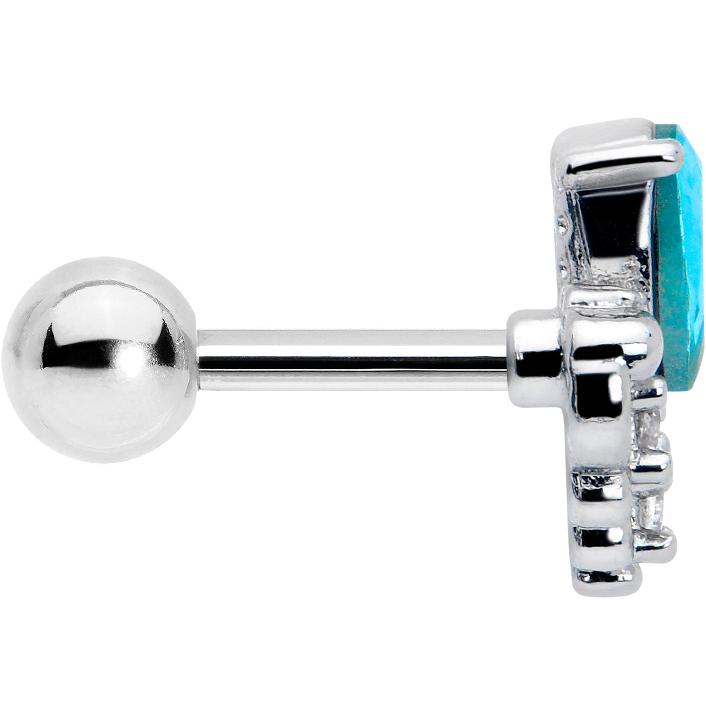 16G 1/4 Blue Gem Style Simplicity Cartilage Tragus Earring