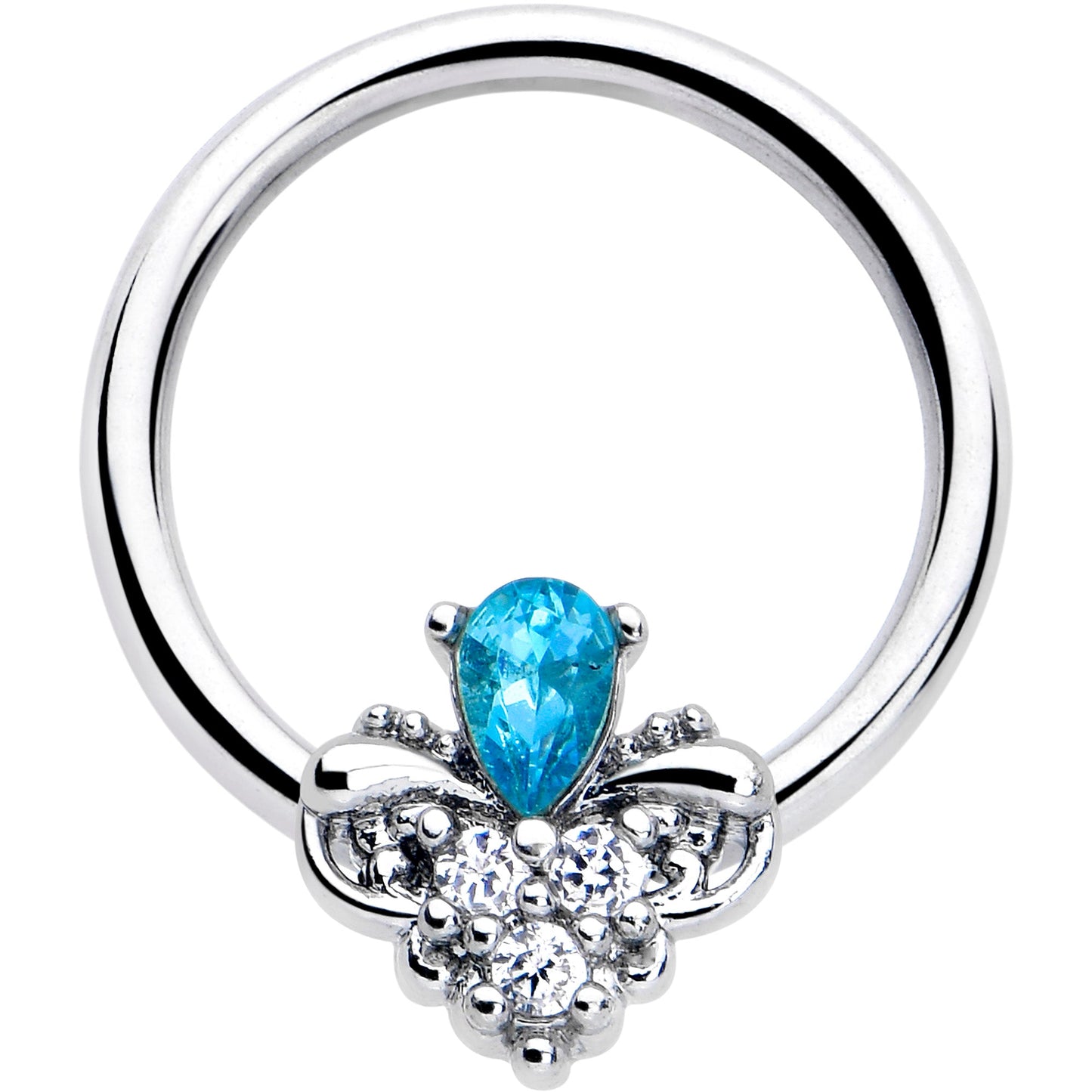 16G 3/8 Blue Gem Style Simplicity BCR Captive Ring