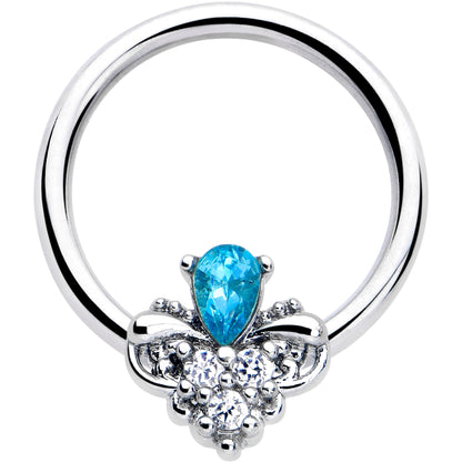 16G 3/8 Blue Gem Style Simplicity BCR Captive Ring