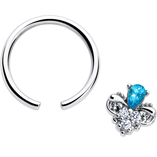 16G 3/8 Blue Gem Style Simplicity BCR Captive Ring