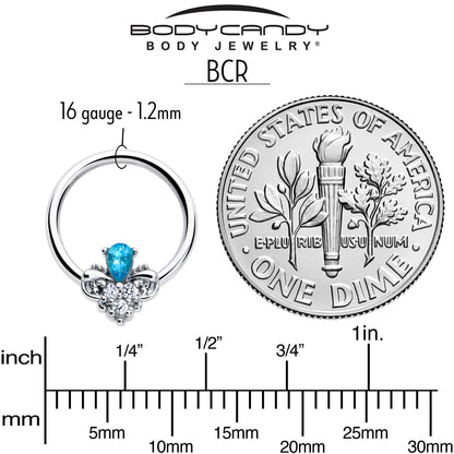 16G 3/8 Blue Gem Style Simplicity BCR Captive Ring