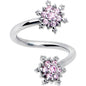 Pink CZ Gem Glam Snowflake Spiral Twister Belly Ring