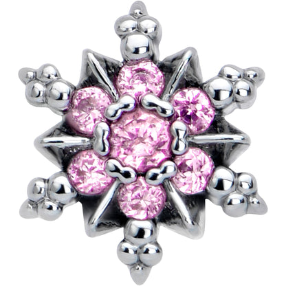 16G 5/16 Pink CZ Gem Glam Snowflake Labret Monroe Tragus