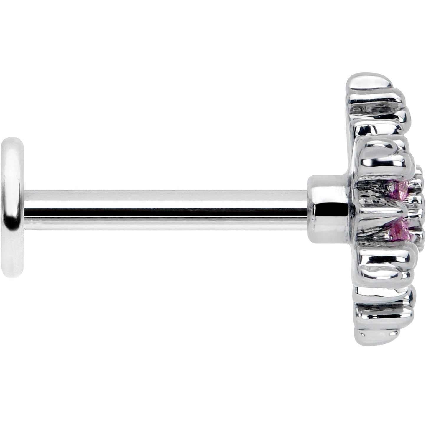 16G 5/16 Pink CZ Gem Glam Snowflake Labret Monroe Tragus