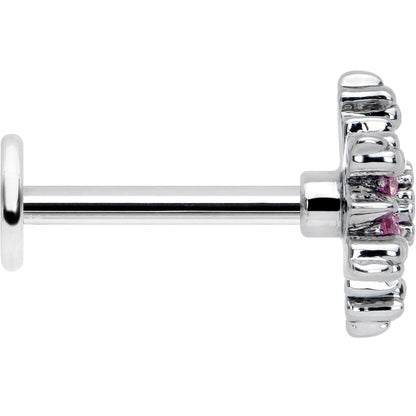 16G 5/16 Pink CZ Gem Glam Snowflake Labret Monroe Tragus