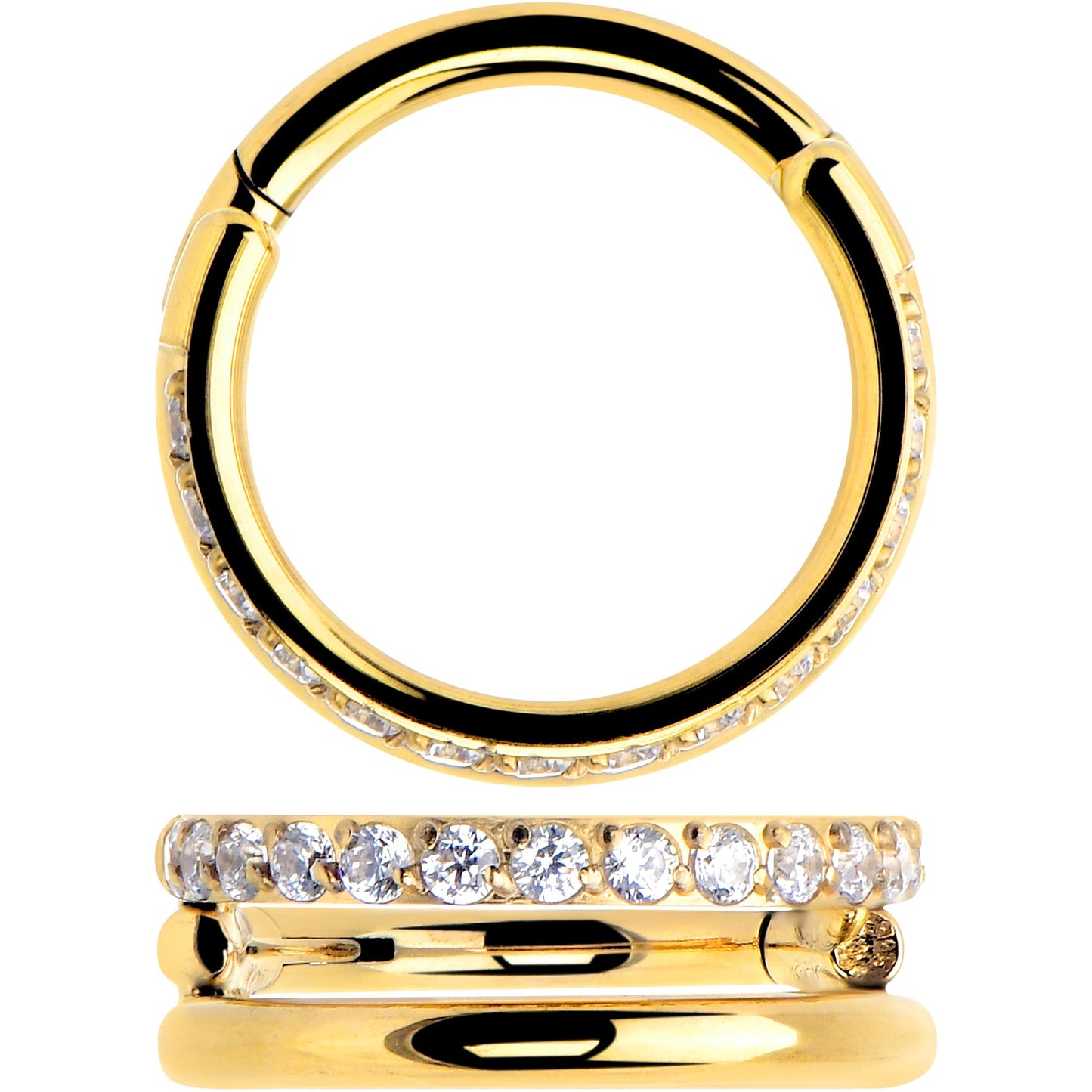 Titanium Double Hoop Hinged Segment Ring Micro Gem -16G 5/16