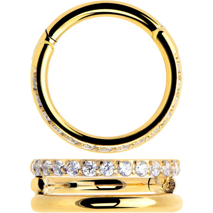 Titanium Double Hoop Hinged Segment Ring Micro Gem -16G 5/16