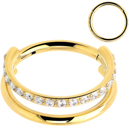 Titanium Double Hoop Hinged Segment Ring Micro Gem -16G 5/16