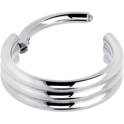 16G 3/8 Implant Grade Titanium Triple Stacked Hinged Segment Ring