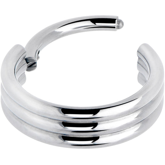 16G 3/8 Implant Grade Titanium Triple Stacked Hinged Segment Ring