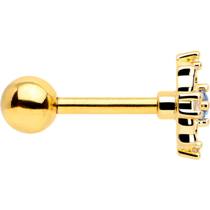 16G 1/4 Blue CZ Gem Gold Tone Flower Ring Cartilage Tragus Earring