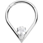 16G CZ Stainless Steel Hinged Segment Ring with Gem Teardrop