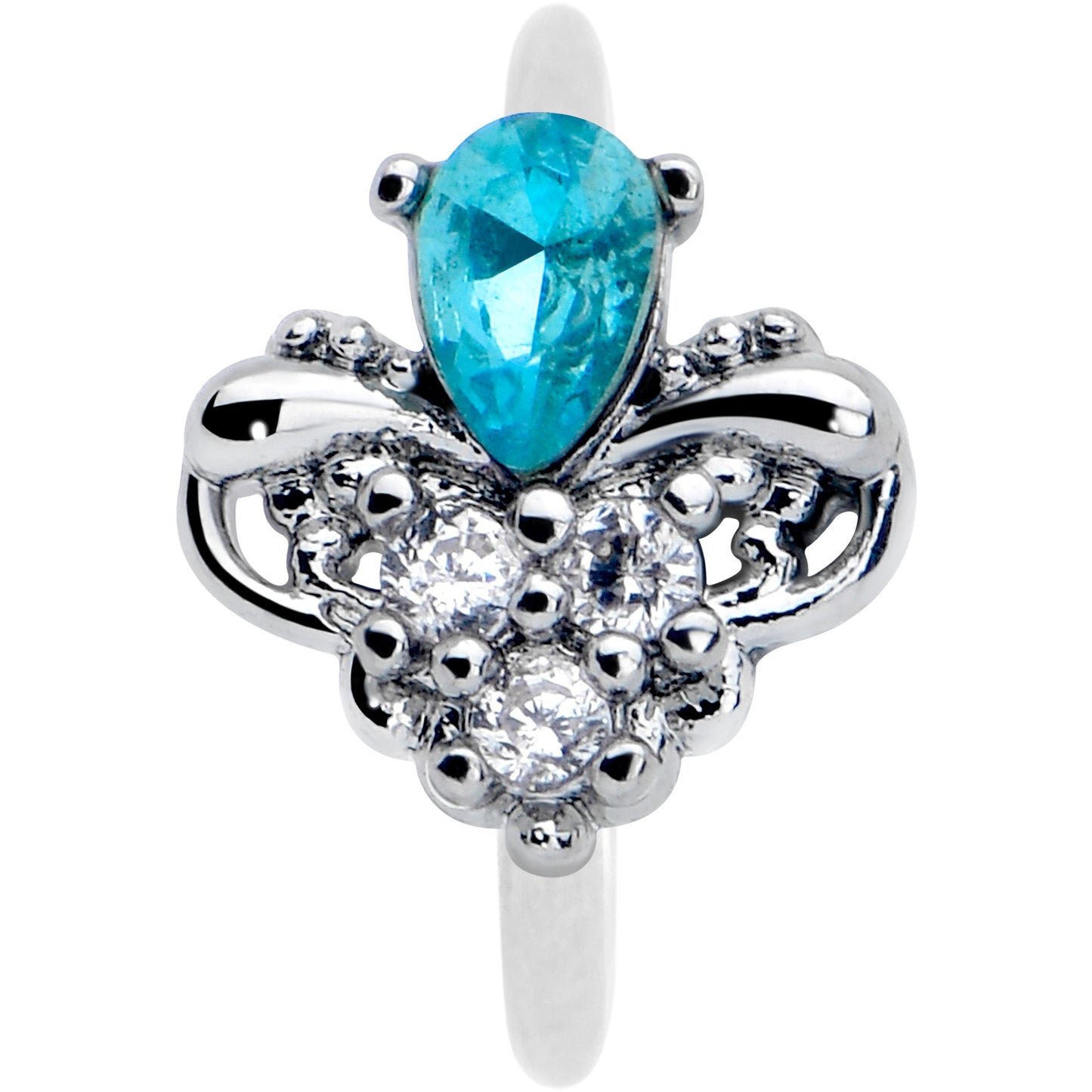 20G 5/16 Blue Gem Style Simplicity Nose Hoop