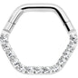 16G 5/16 Clear CZ Gem Hexagon Shape Hinged Segment Ring