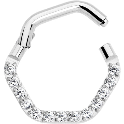 16G 5/16 Clear CZ Gem Hexagon Shape Hinged Segment Ring