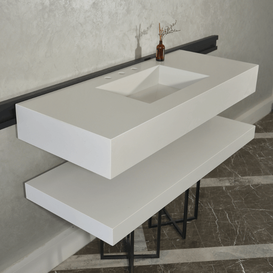 HANDCRAFTED CUSTOM QUARTZ SINK WITH SHIELF (QU-116)