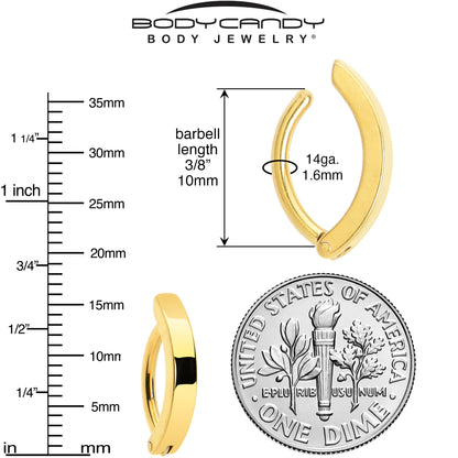 Gold Tone Smooth Simple Style Hinged Hoop Belly