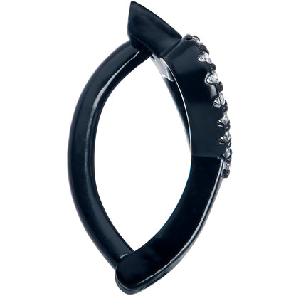 Clear CZ Gem Black Open Heart Forward Facing Hinged Belly Hoop