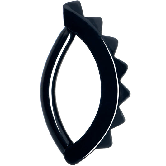 Black Three Dimensional Textured Forward Facing Hinged Hoop Belly Ring