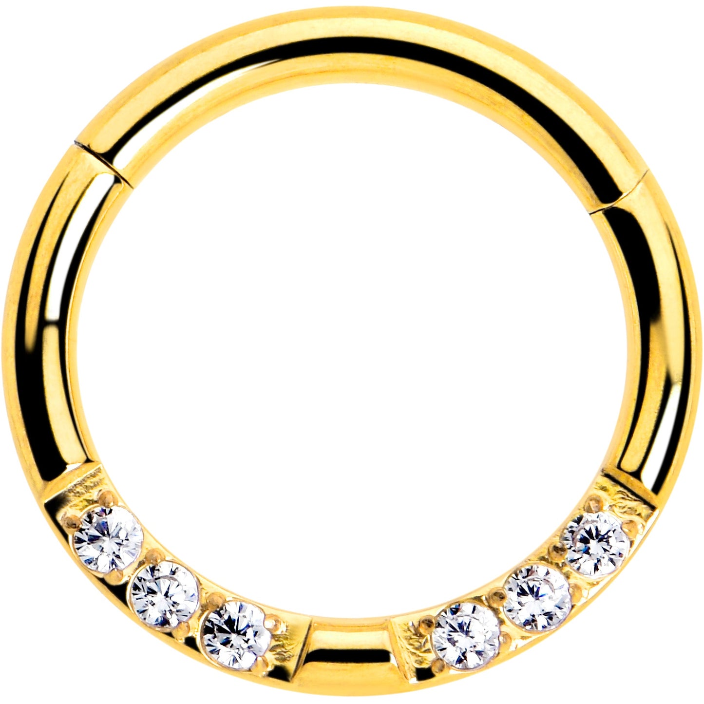 16G 5/16 CZ Gem Forward Facing Hinged Segment Ring