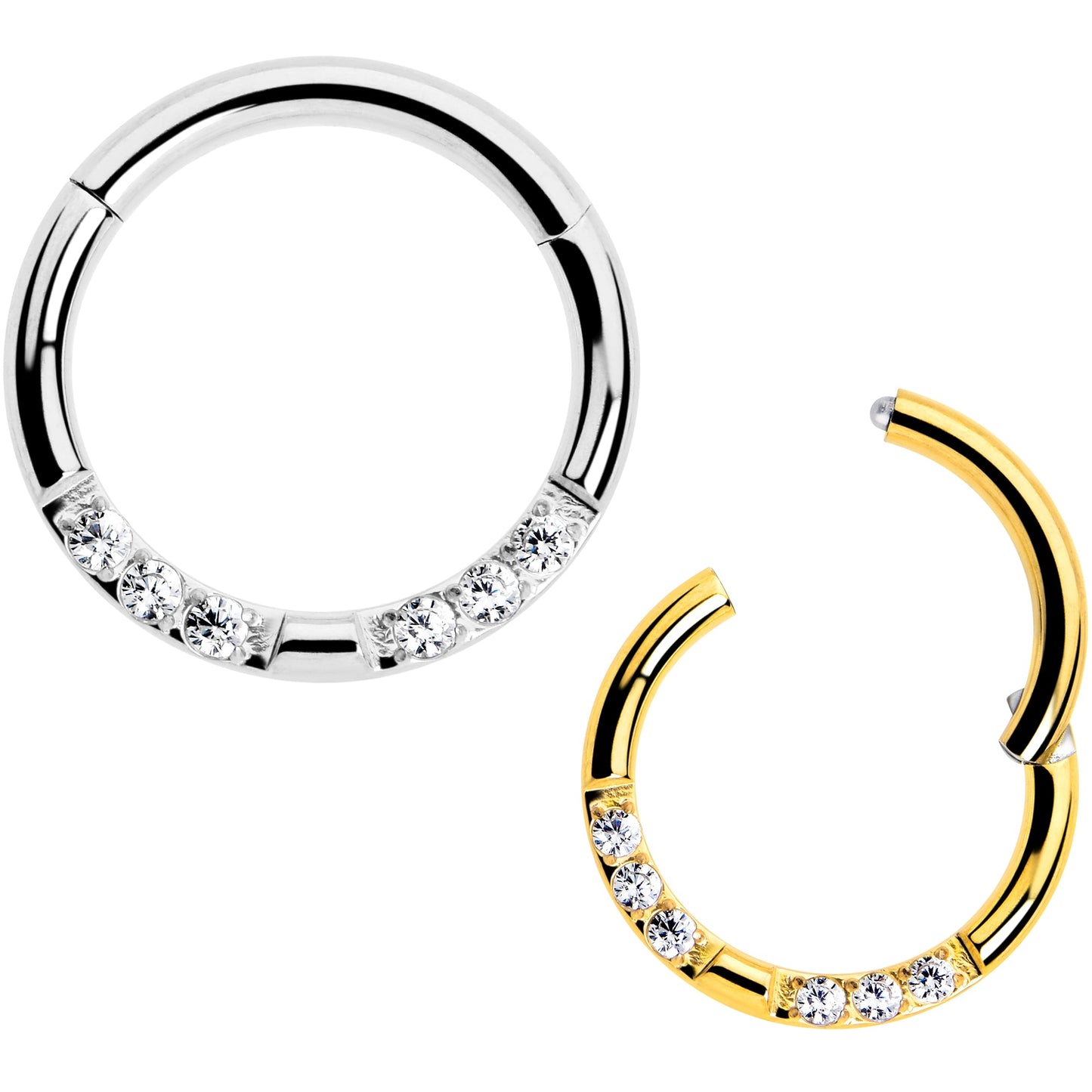 16G 5/16 CZ Gem Forward Facing Hinged Segment Ring