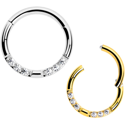 16G 5/16 CZ Gem Forward Facing Hinged Segment Ring