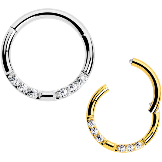 16G 5/16 CZ Gem Forward Facing Hinged Segment Ring