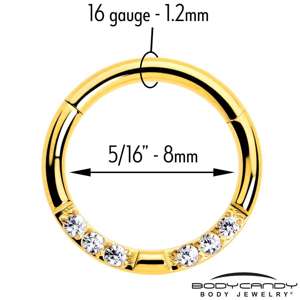 16G 5/16 CZ Gem Forward Facing Hinged Segment Ring