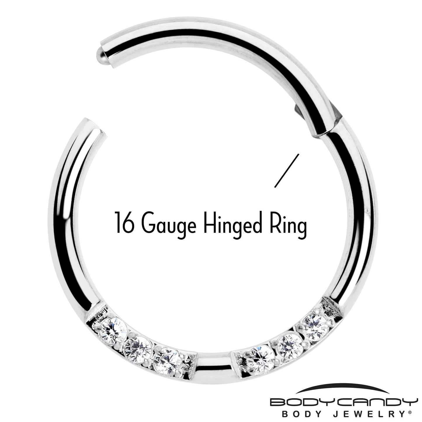 16G 5/16 CZ Gem Forward Facing Hinged Segment Ring