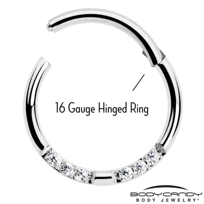 16G 5/16 CZ Gem Forward Facing Hinged Segment Ring
