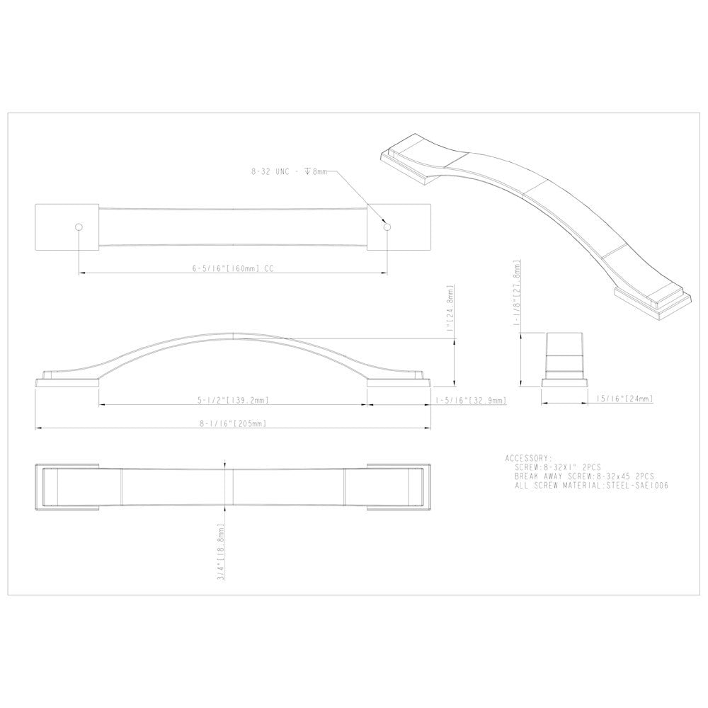 96 mm Center-to-Center Satin Nickel Strap Mirada Cabinet Pull