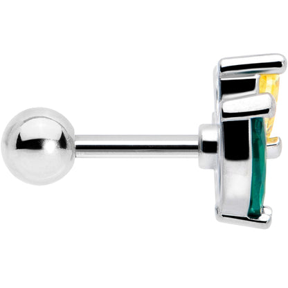 16G 1/4 Yellow Green CZ Gem Love Flower Cartilage Tragus Earring