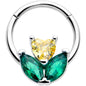 16G 5/16 Yellow Green CZ Gem Love Flower Hinged Segment Ring