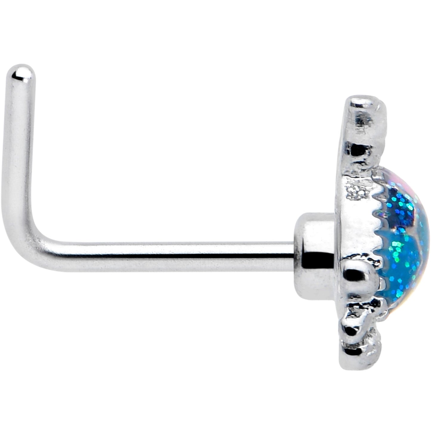 20G 7mm Glitter Turtle L Shape Nose Ring