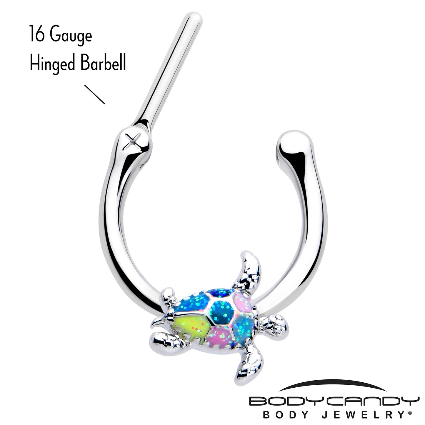 16G 5/16 Glitter Turtle Cartilage Clicker