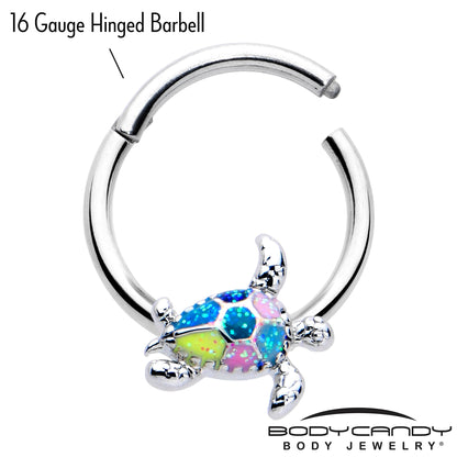 16G 3/8 Glitter Turtle Hinged Segment Ring