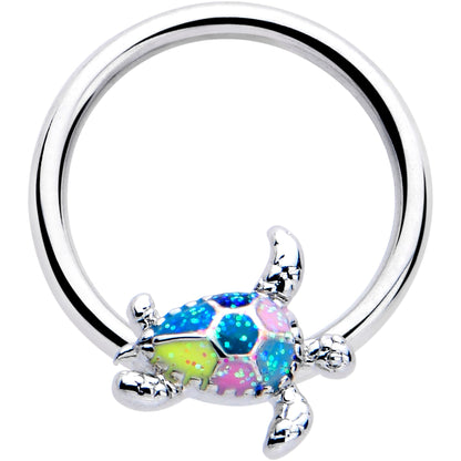 16G 3/8 Glitter Turtle BCR Captive Ring