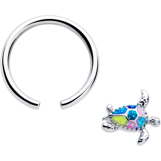 16G 3/8 Glitter Turtle BCR Captive Ring