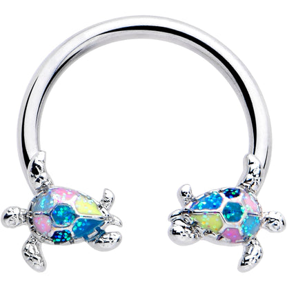 16G 3/8 Glitter Turtle Horseshoe Circular Barbell