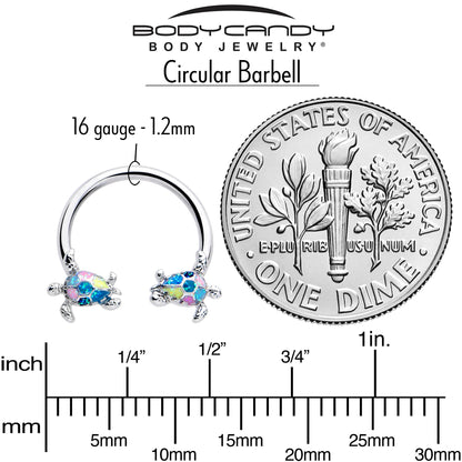 16G 3/8 Glitter Turtle Horseshoe Circular Barbell