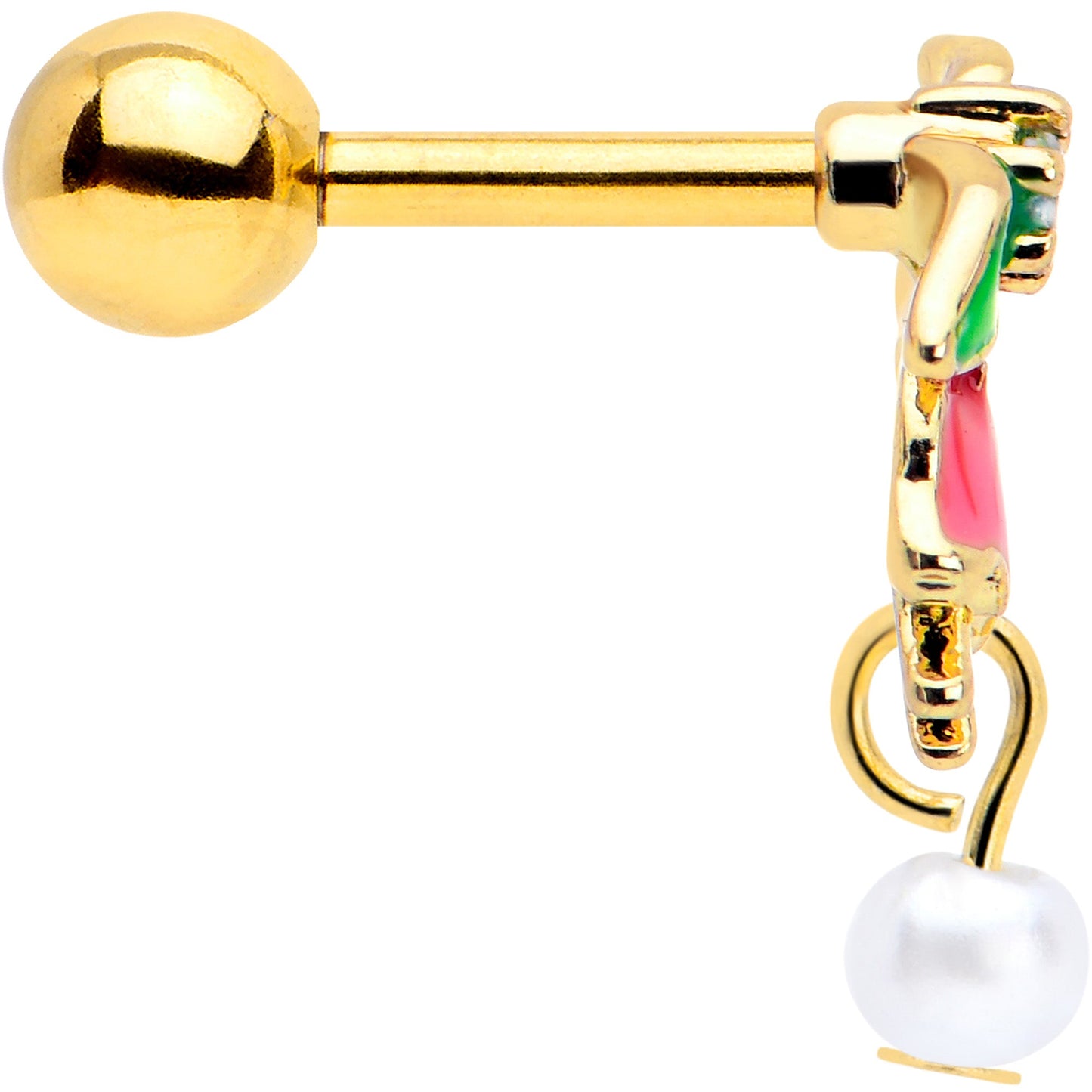 16G 1/4 Clear CZ Gem Gold Tone Bell Flower Cartilage Tragus Earring