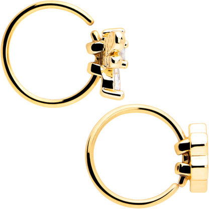 20G 5/16 Clear CZ Gem Gold Tone Bee Hive Luv Nose Hoop Set of 2