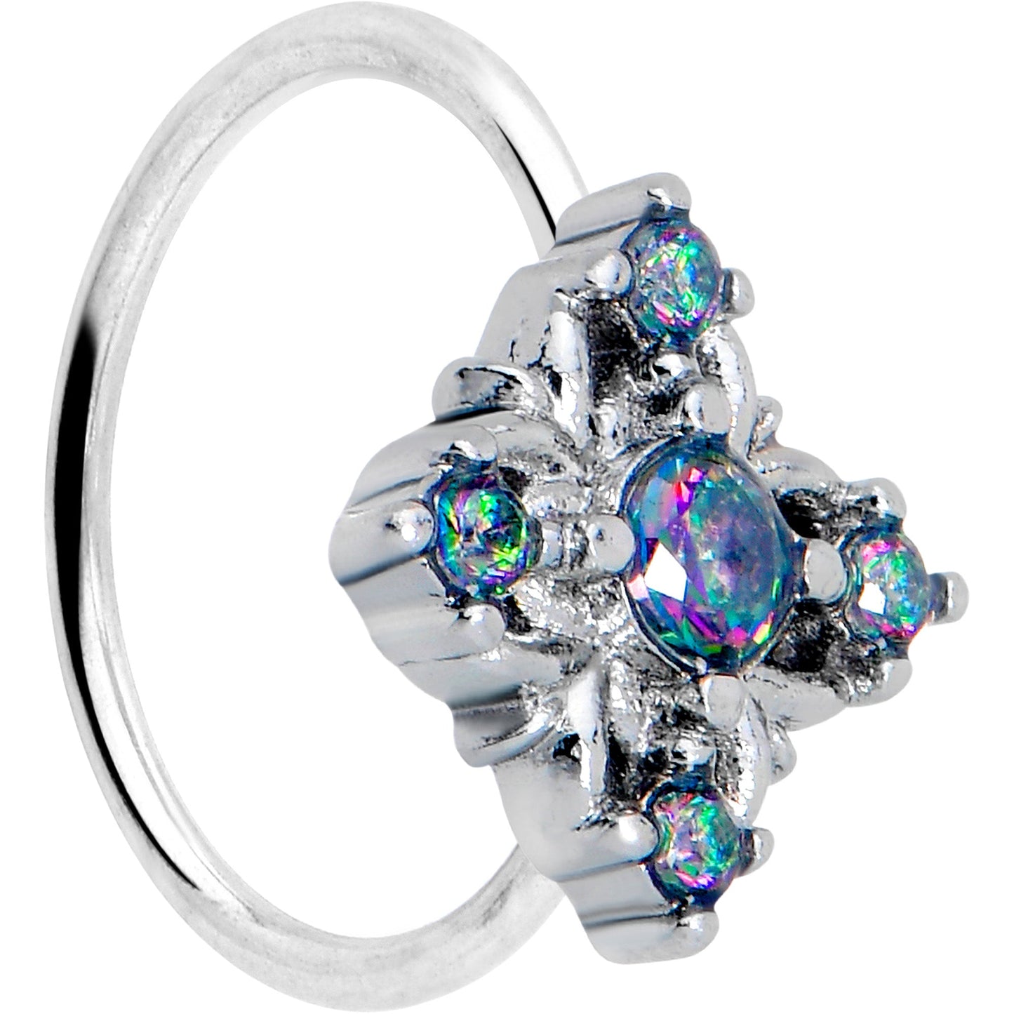 20G 5/16 Vitrail CZ Gem Beauty Cross Nose Hoop