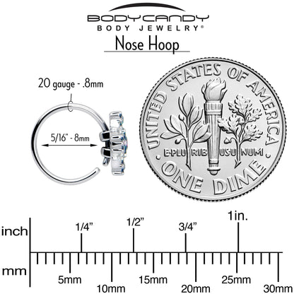 20G 5/16 Vitrail CZ Gem Beauty Cross Nose Hoop